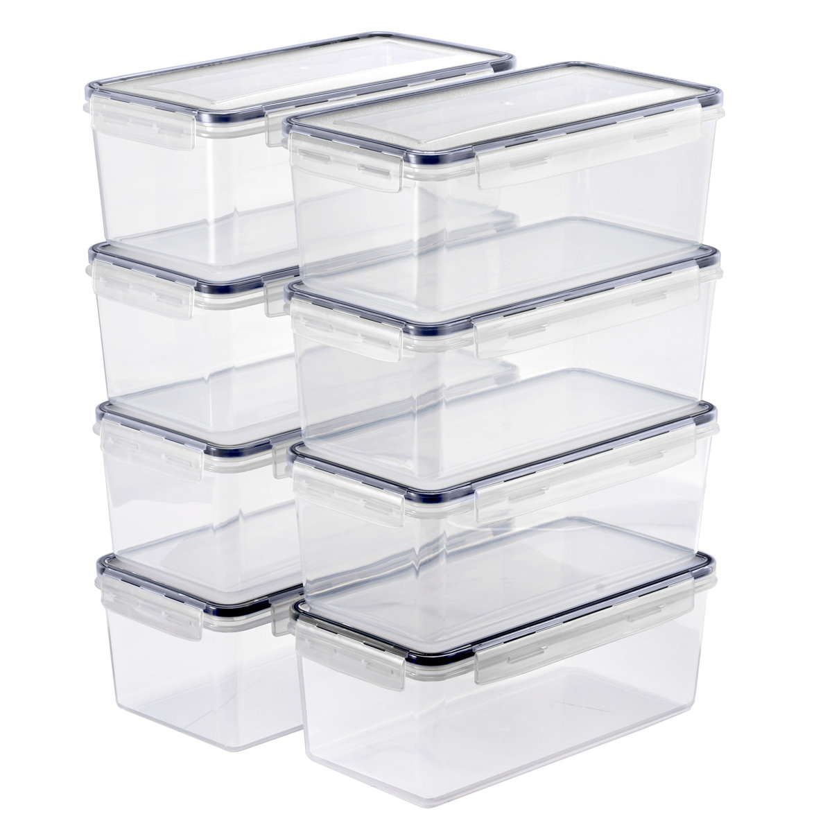 Mint Pantry® Large Food Storage Containers - Pack of 8 with Air Tight, Four-Way Snap Lids